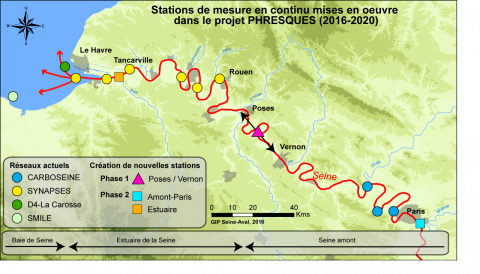 Stations de mesure en continu mises en oeuvre dans le projet PHRESQUES (2016-2020)