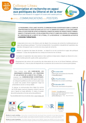 Flyer Colloque Liteau 14 et 15 janvier 2016 Brest