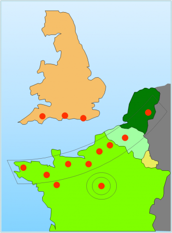 Localisation des  équipes de recherche en neurobiologie du réseau LARC-Neurosciences